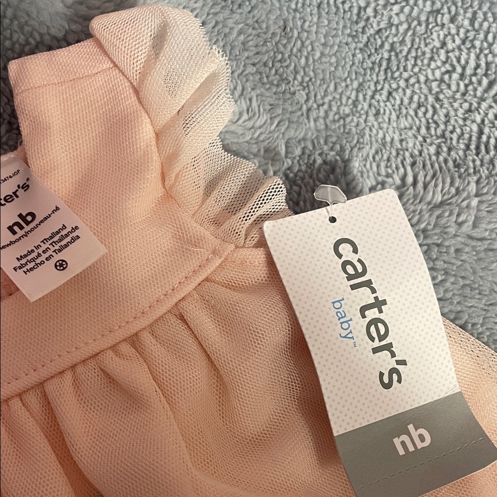 Carter's Pink Baby Dress Cherry Tulle         size Newborn - Picture 3 of 12